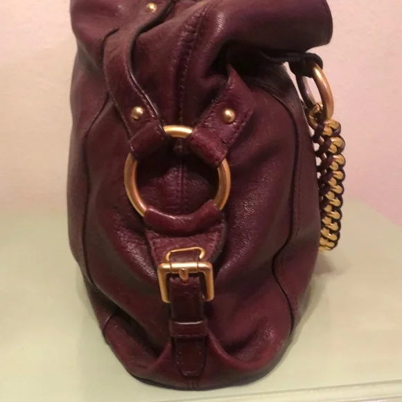 Michael Kors Burgundy Leather Shoulder Bag with Crossbody Strap - Picture 10 of 12